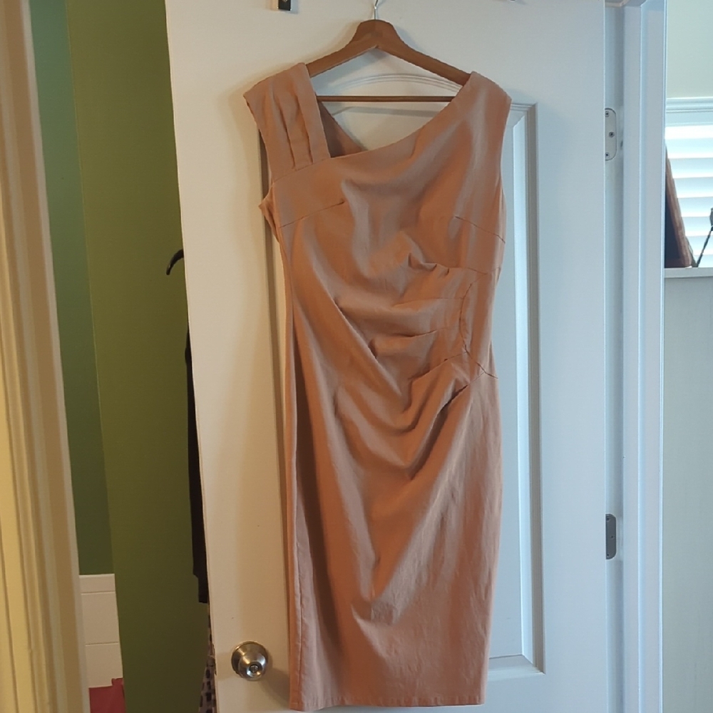 Chic Tan One-Shoulder Dress